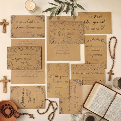 24 Pack Christian Thank You Appreciation Gift Cards, Kraft - style: Kraft