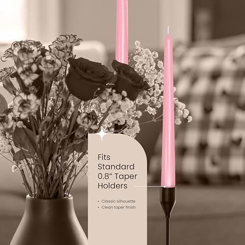 Leor & Lair Light Pink Taper Candles, 12 Pack, 10 Inch, Unscented - color: Light Pink