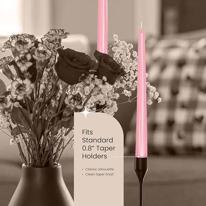 Leor & Lair Light Pink Taper Candles, 12 Pack, 10 Inch, Unscented - color: Light Pink