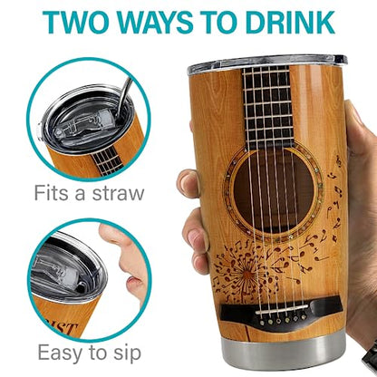 SANDJEST Guitar Tumbler Cup 20oz Insulated Stainless Steel Tumblers Coffee Travel Mug Gift for Musician Players Guitar Lovers - color: Guitar