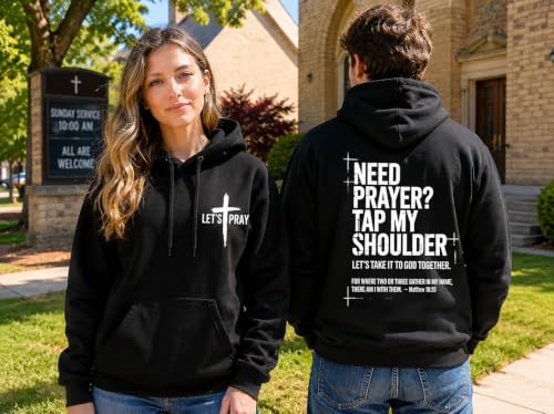 Need Prayer Tap My Shoulder Hoodie Christian Hoodies for Men Women - color: Carolina Blue, size: Small