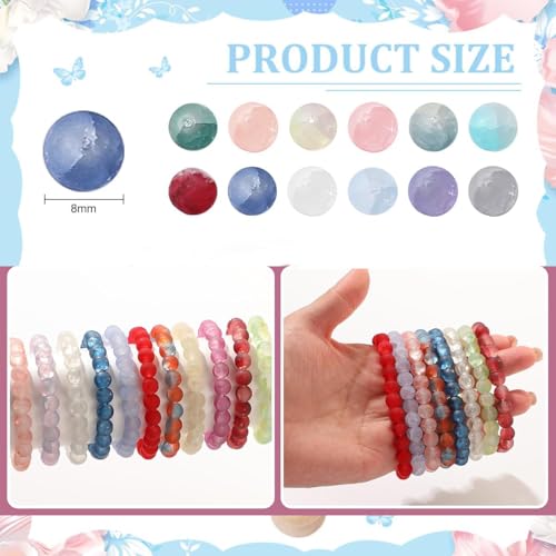 300Pcs 8mm Frosted Glass Beads for Bracelet Making Kit - color: Frosted