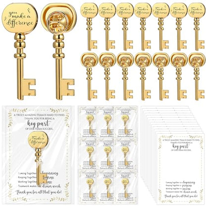 Appreciation Gifts Bulk Key Shape Lapel Pins, 60 Sets, Difference - style: Difference