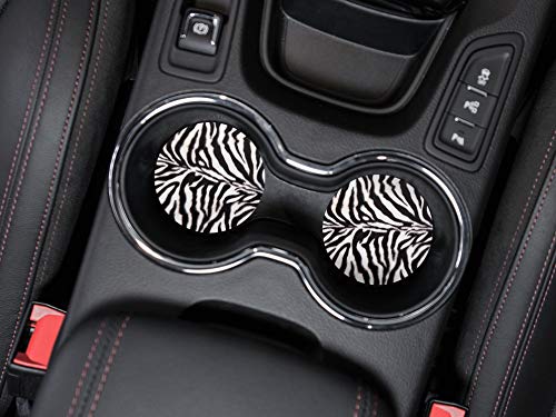 , Zebra Stripes Skin Pattern Design Absorbent ROUND Fabric Felt Neoprene Car Coasters for Drinks (2.87 inches), 2pcs Set - color: Zebra Stripes Skin Pattern