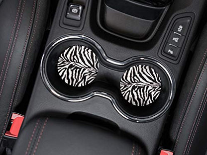 , Zebra Stripes Skin Pattern Design Absorbent ROUND Fabric Felt Neoprene Car Coasters for Drinks (2.87 inches), 2pcs Set - color: Zebra Stripes Skin Pattern