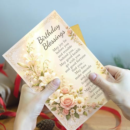 Qiliji Religious Birthday Blessings Card, Christian Birthday Card for Men Women, Religious Bday Cards Gifts Friend Coworker Family - color: Birthday Blessings