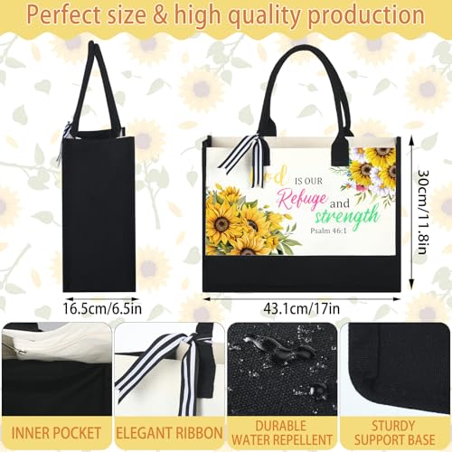 Huhumy 4 Pcs Bible Verse Tote Bags for Women Christian Canvas Black - style: Bible