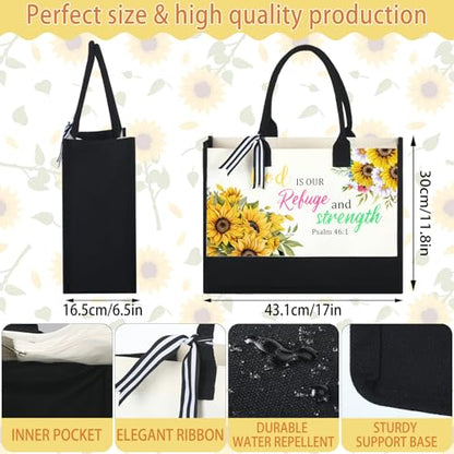 Huhumy 4 Pcs Bible Verse Tote Bags for Women Christian Canvas Black - style: Bible