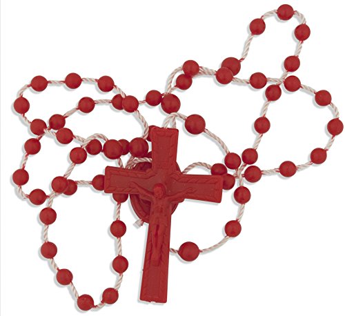 Vatican Imports Plastic Economy Rosary | 10 Bright Colors | Perfect for Camps, Groups and Retreats | Made in Italy | Christian Prayer Accessories - color: Red