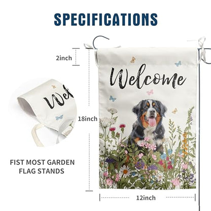 Spring Summer Garden Flag Floral Bernese Mountain Yard Flag Flower Dog Garden Flags for Outside Small Outdoor Welcome Flags 12x18 Double Sided - color: p-bernese