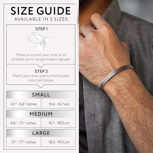 Cuff Bracelet for Men Premium Stainless Steel Mens Bangle Bracelets Silver Cuff Bracelet Waterproof & Non-Tarnish Minimal Western Bracelet - color: Feather Bone, size: Medium