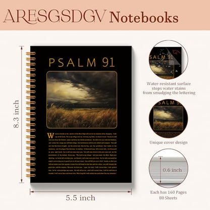 Psalm 91 Christian Journal for Women, Bible Notebooks for Note Taking, Inspirational Christian Gifts for Women, Religious Scripture Spiral Notebook 5.5x8.3 Inch - color: PSALM 91 03