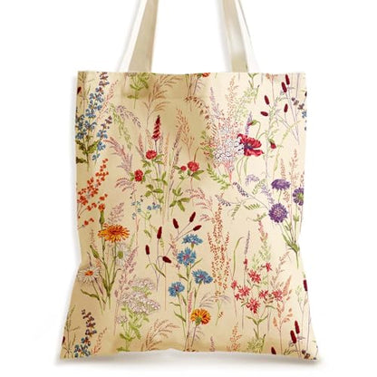 Aesthetics Canvas Tote Bag - Art Design Gift for Women, Reusable Purse Tote Bag with Inner Zip Pocket - style: Wildflower