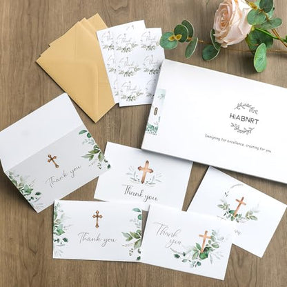 25 Pack Thank You Cards with Envelopes, 4x6in, Blank Inside - color: Green