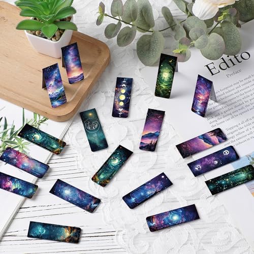 Fantasy Magnetic Bookmarks for Women - 48 PCs Starry Night Moon Book Mark Gifts Bulk Cool Personalized Unique Magnet Page Markers Clips Reading Men Kids Student School Birthday Accessories - style: Fantasy