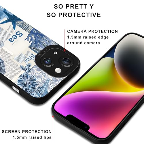 Aesthetics Summer Ocean Collage Phone Case for iPhone 14 Case Tortoise Pattern Shockproof Soft Protective for Women Men Phone Cover Funda for iPhone 14 6.1 Inch - color: Stylish Summer, size: for iPhone 14