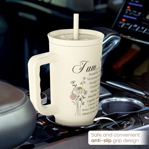 Christian Tumbler with Handle 40oz, Inspirational Gifts for Her, Religious Gift for Women Girl, Stainless Steel Insulated Coffee Travel Cup, Inspiration Gift for Christmas Birthday Mothers Day - color: Christian