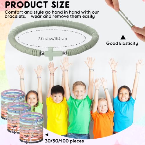 Landical 30/50/100 Cross Bracelets Bulk Jesus Women - color: Morandi