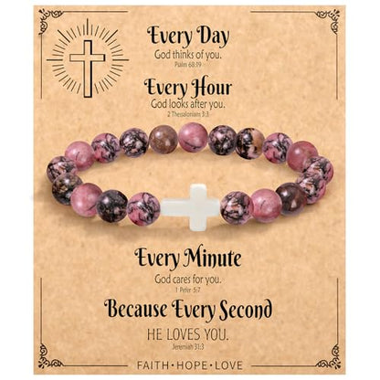 Christian Grandparents - Day Gifts for Women, Religious Cross Bracelet - color: Every -Red