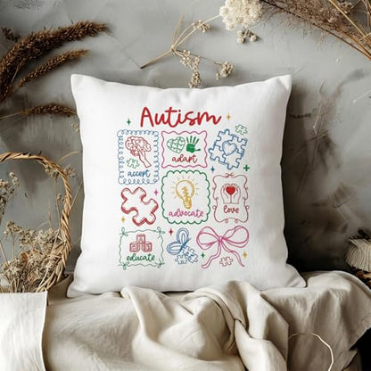 QIYUHOY Autism Awareness Mental Health Throw Pillow Covers, 18x18 Inch - color: 010-motivational