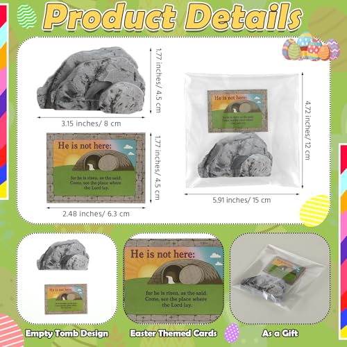 12 Empty Tomb Easter Scene 3.15 Inch with Card Sets Christian Wooden Empty Tomb Easter Decorations Resurrection Scene Basket Stuffers for Egg Hunt Prizes Gifts Church Religious Party Favor