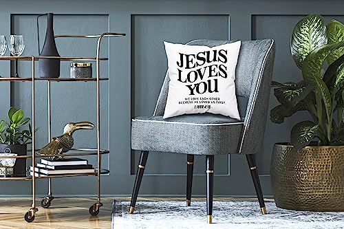 Jesus Loves You Bible Verse Soft Throw Pillow Case Cushion Cover Decor for Sofa Couch Bed 18x18 inch Christian Art Religious Gifts - color: 10 Christian