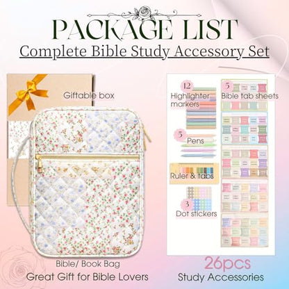 Large Quilted Bible Cover Case: Back to School Gifts for Women Girls
