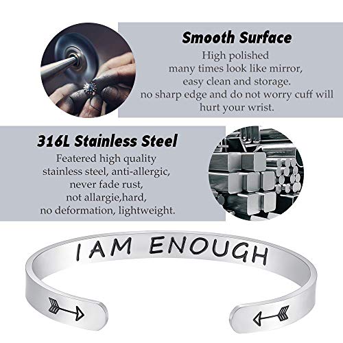 Fesciory Inspirational Bracelets for Women, Stainless Steel Cuff Bangle - color: Silver-31