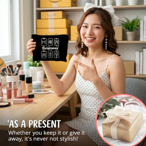 Bridesmaid Bridal Shower Gifts Canvas Makeup Bag for Women Bestie - color: bridesmaid 3