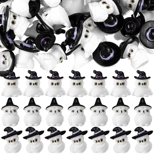 50 Pcs Halloween Mini Resin Figures Bulk Resin Witch Hat Owl Figures - style: Owl