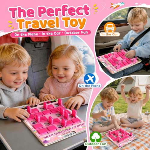 Matching Memory Game for Kids, Pink - color: Pink
