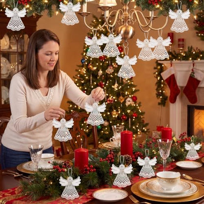 Lunmon 48 Pcs Christmas Crochet Angels Ornaments for Christmas Tree, White - style: Christmas Angels