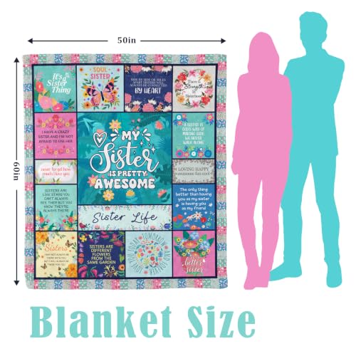 Sister Gifts Blanket, Sister Birthday Gifts Ideas 60"X50" - color: Green-sister