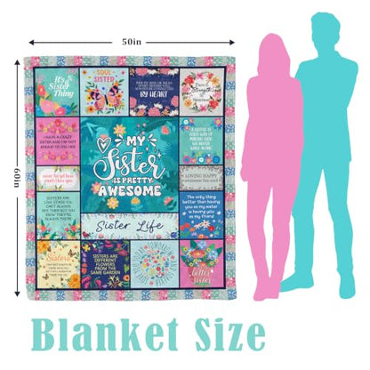 Sister Gifts Blanket, Sister Birthday Gifts Ideas 60"X50" - color: Green-sister