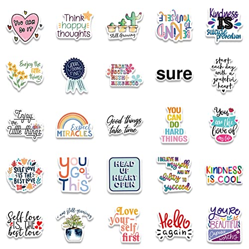 52Pcs Colorful Motivational Stickers, Inspirational Positive Affirmation Vinyl Decals, Waterproof Aesthetic Quote Stickers for Water Bottle, Laptop, Scrapbook, Journal, Diaries, Teens, Girls - color: Inspirational Sticker-4