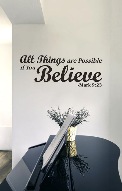 Mark 9:23 Bible Verse Wall Decal, Christian Faith Sticker