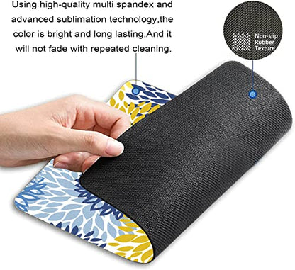 Mouse Pad, Green Spring Flower Blue Yellow and Navy Chrysanthemum Brown Mouse Pad, Mousepad Rectangle Customized Mouse Pads with Designs Non-Slip Rubber Smooth MousePads for Computer Laptop - color: TSP154