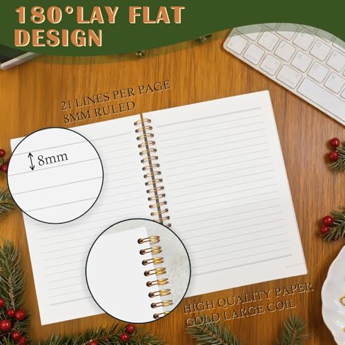 Exqcom Christmas Eucalyptus Holly Spiral Notebook Gifts, Coquette Red Bow Berries Botanical Plant Journal for Women, Merry Christmas Hardcover Notebook Journal Office School Supplies, 5.5x8.3 Inch - color: white Bible Notebook-P
