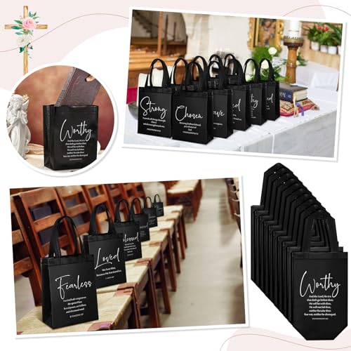 Aliceset 40 Pcs Christian Gift Bags with Bible Verse, Black, Black - color: Black