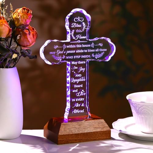 Ornalrist House Warming Gifts New Home for Women Men Glass Stand Cross - color: House Warming