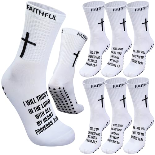 Glitopper 6 Pairs Cross Grip Soccer Socks US 6-13 christian - color: White, style: Classic
