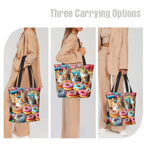 Funny Christian Tote Bags For Women With Zipper Christian Gifts For Work Gym Travel Beach Women With Large Capacity - color: Donuts