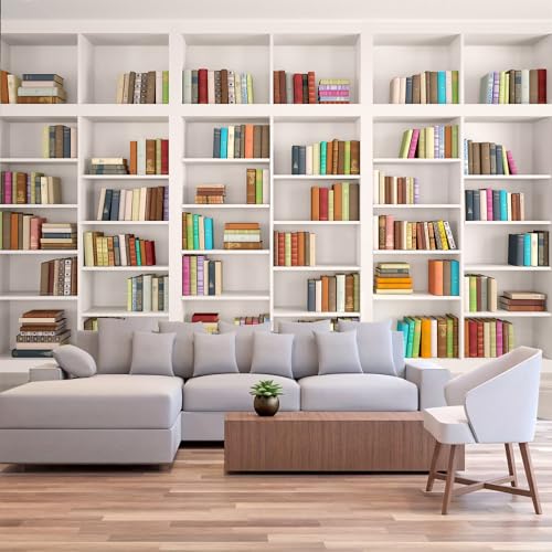 FENDROM White Bookshelf Bookcase Tapestry Home Office Video Conference Study Room Tapestries Wall Hanging Art for Bedroom Living Dorm Decor - color: White, size: 79"L x 59"W