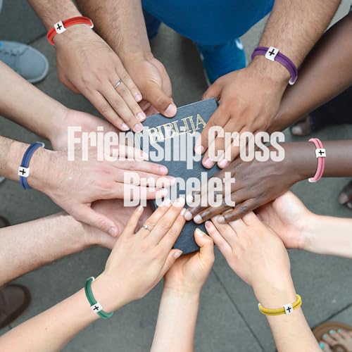 Landical 6 Pcs Cross Bracelet Men Adjustable Braided Rope - color: Bright Color