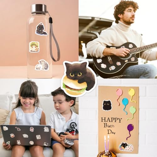 LINAYE 24 Sheets Cute Cat Stickers for Kids Teen Adults, 840 Counts Waterproof Adhesive Kawaii Kitten Stickers for Party Favors, Scrapbooking, Water Bottles, Laptop, Phone, Skateboard, Bicycle - style: Cats 24 Sheets