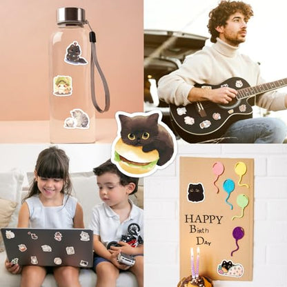 LINAYE 24 Sheets Cute Cat Stickers for Kids Teen Adults, 840 Counts Waterproof Adhesive Kawaii Kitten Stickers for Party Favors, Scrapbooking, Water Bottles, Laptop, Phone, Skateboard, Bicycle - style: Cats 24 Sheets