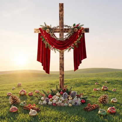 Lineshading Extra Large Christmas Wood Cross Standing Cross, 71 Inch - size: 70.9"L x 34.7"W