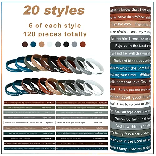 Estune 120 Pcs Bible Verse Bracelets Christian Wristbands, Dark Color - color: Dark Color