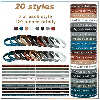 Estune 120 Pcs Bible Verse Bracelets Christian Wristbands, Dark Color - color: Dark Color