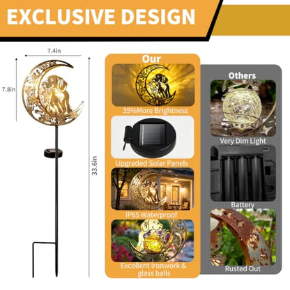 Solar Lights Outdoor Golden Retriever Cracked Glass Stake Moon Lights Gift - color: Golden Retriever